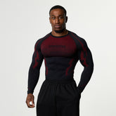 TRIBAL COMPRESSION BLACK AND RED LONG SLEEVE T SHIRT