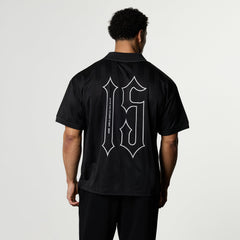 VANQUISH BLACK OVERSIZED BOXY FOOTBALL JERSEY