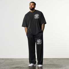 HERITAGE AND STRENGTH BLACK BOXY OVERSIZED T SHIRT