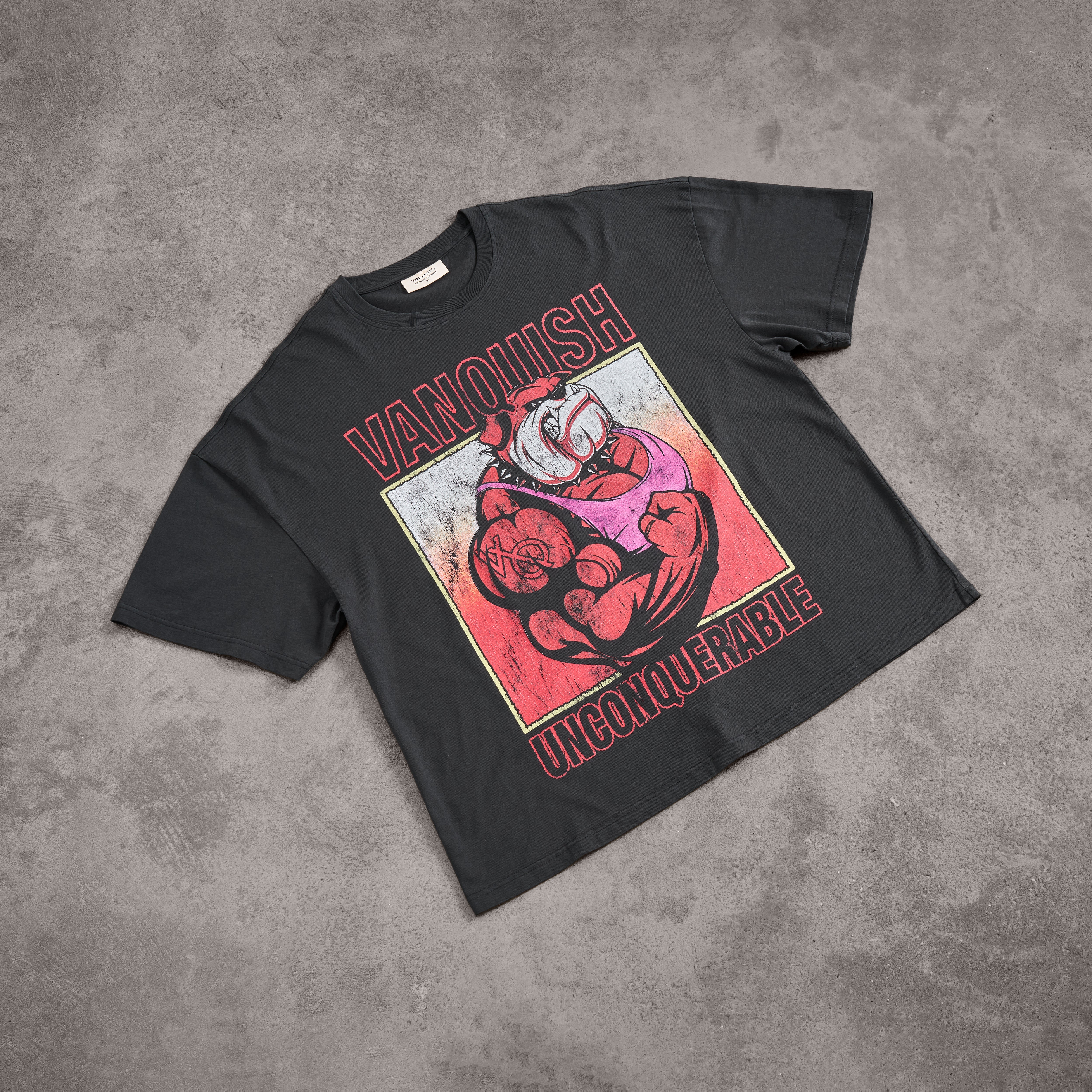 Vanquish Obsidian Black Bulldog Oversized Boxy T Shirt