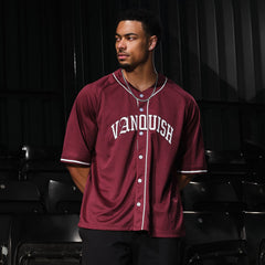 VANQUISH RED OVERSIZED BASEBALL JERSEY