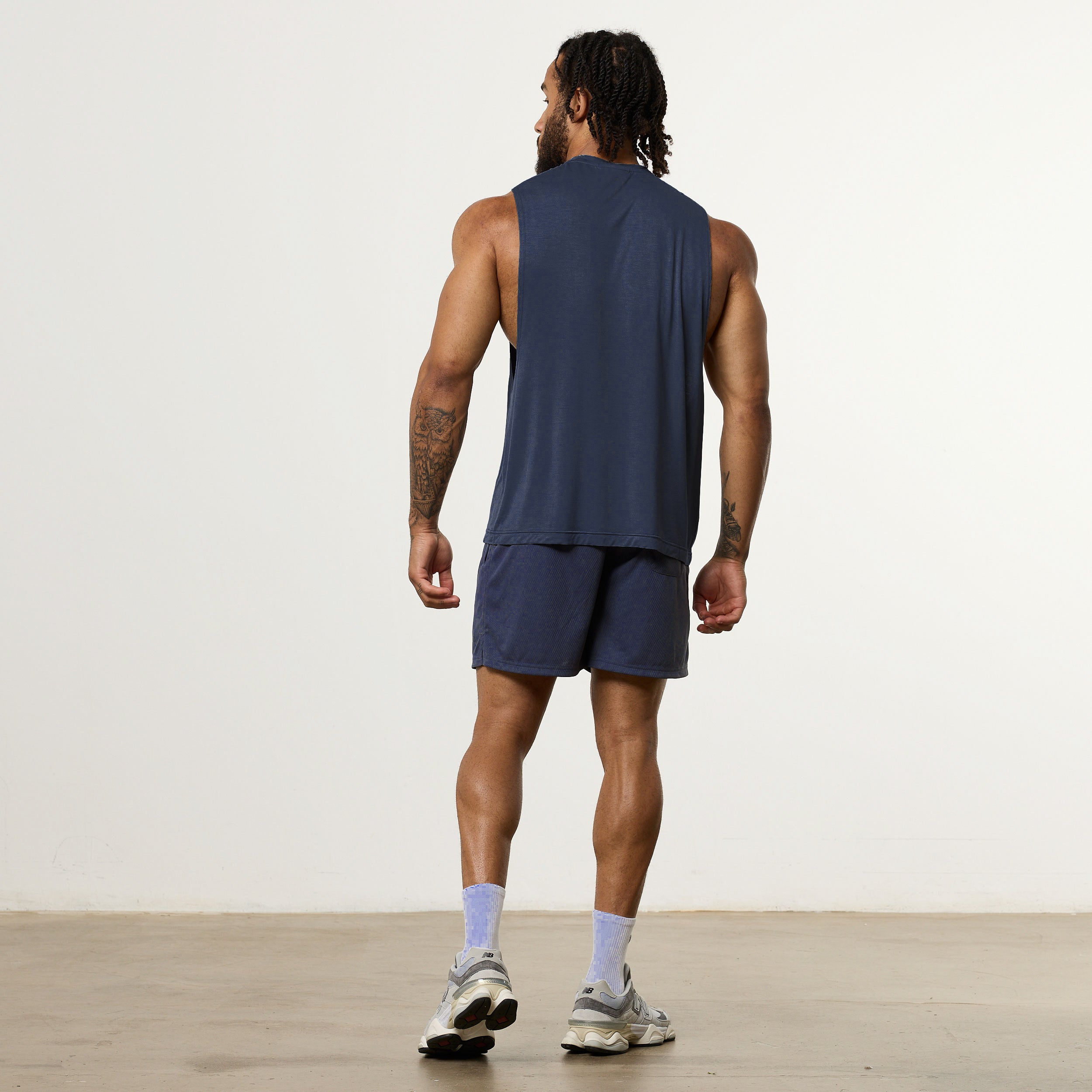 Vanquish Ultra Soft Navy Blue Oversized Sleeveless T Shirt