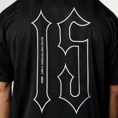 VANQUISH BLACK OVERSIZED BOXY FOOTBALL JERSEY