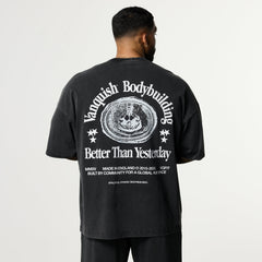 HERITAGE AND STRENGTH BLACK BOXY OVERSIZED T SHIRT