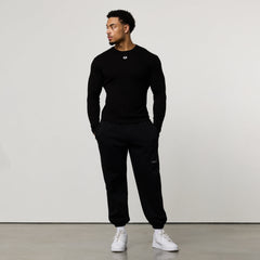 MONOGRAM RIB BLACK SLIM FIT LONG SLEEVE T SHIRT